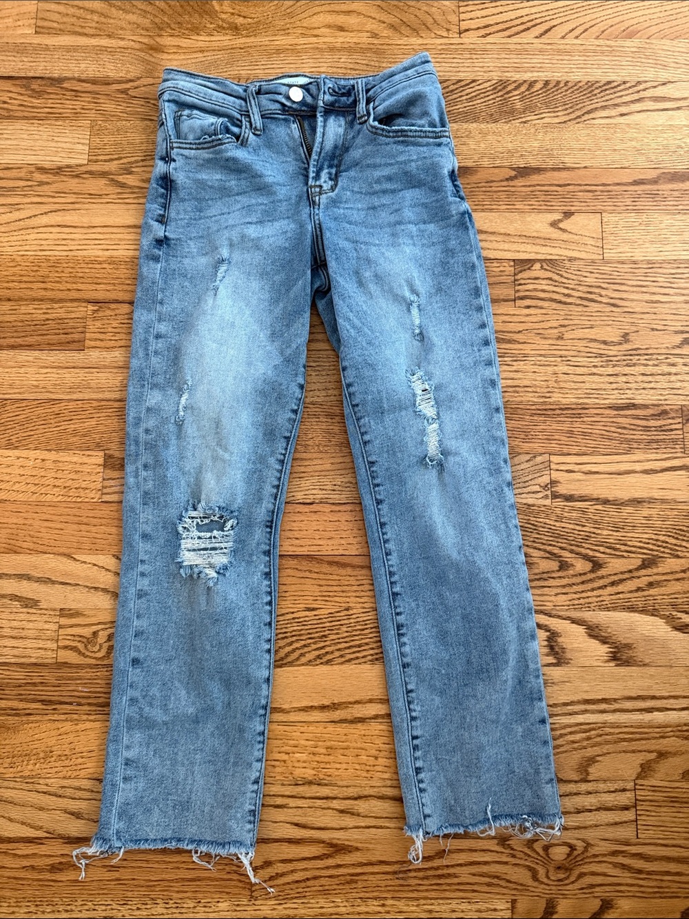 Altar’d State size 24 Women's Distressed Straight-Leg Jeans - Light Blue